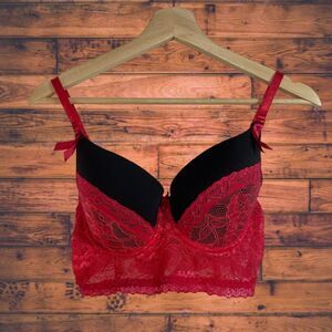 5 for $25🔥36C Red Lace Black‎ Bralette